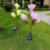 New 4-Head Solar-Powered Magnolia Jasmine Garden Lights Festive LED Decor for Patio Lawn Garden Waterproof Energy-Efficient