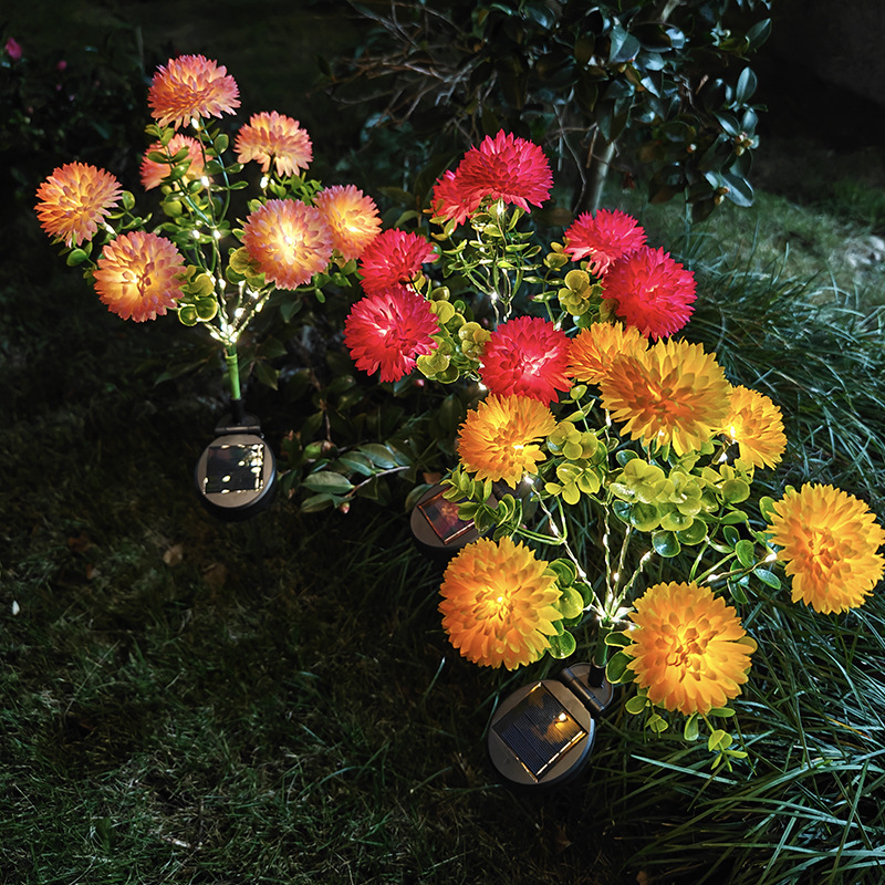 Solar-Powered Chrysanthemum Garden Lights LED Outdoor Decor for Patio Lawn Park Waterproof Energy-Efficient