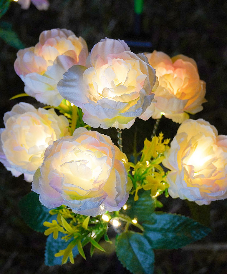 Solar-Powered Peony Garden Lights Realistic Flower Design Waterproof Outdoor Decor for Lawn Patio