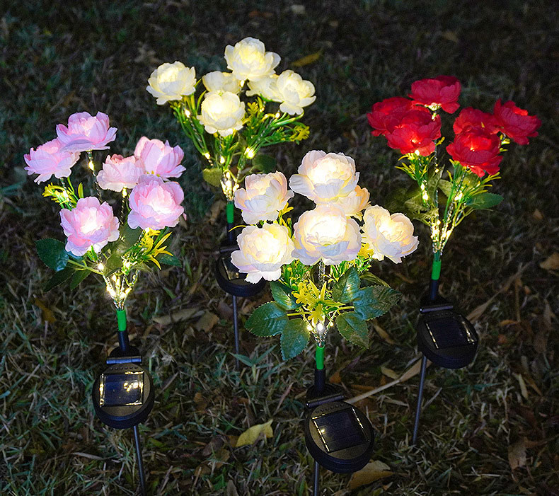 Solar-Powered Peony Garden Lights Realistic Flower Design Waterproof Outdoor Decor for Lawn Patio