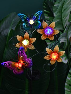 Solar-Powered Wrought Iron Butterfly Lawn Lights Outdoor Garden Decor Waterproof Energy-Efficient