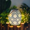 Solar-Powered Wrought Iron Lantern with Rope Detail Outdoor Hanging Garden Decor Projection Lighting for Patio Yard
