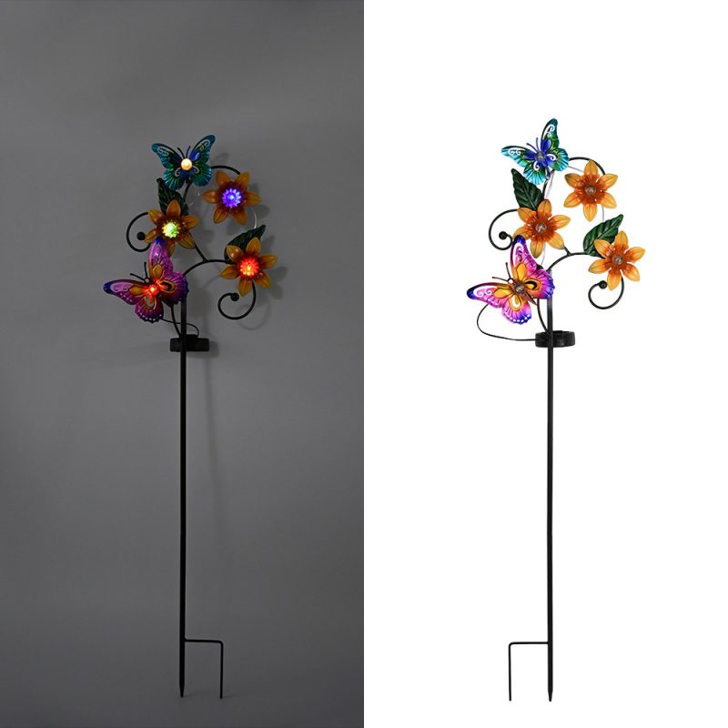 Solar-Powered Wrought Iron Butterfly Lawn Lights Outdoor Garden Decor Waterproof Energy-Efficient