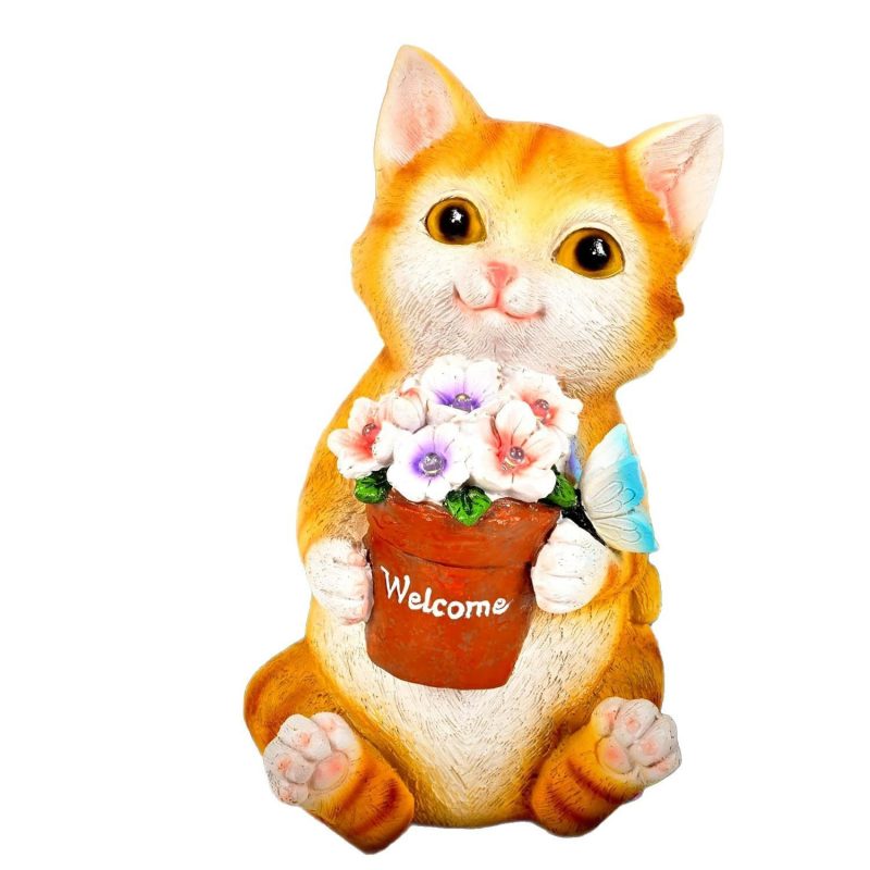 Solar Cat Garden Light Outdoor Animal Figurine Landscape Lamp for Yard Lawn Patio Cute Decorative Ornament