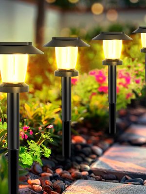 详情-1-HWZM-1565 Solar-Powered Outdoor Path Lights Waterproof Garden Lawn Decor with Ground Spike Energy-Efficient Landscape Lighting